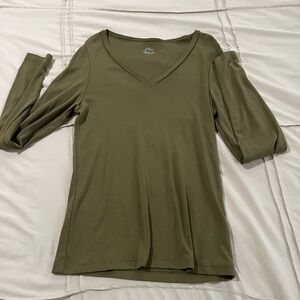 J. Crew Olive Green V-Neck Top